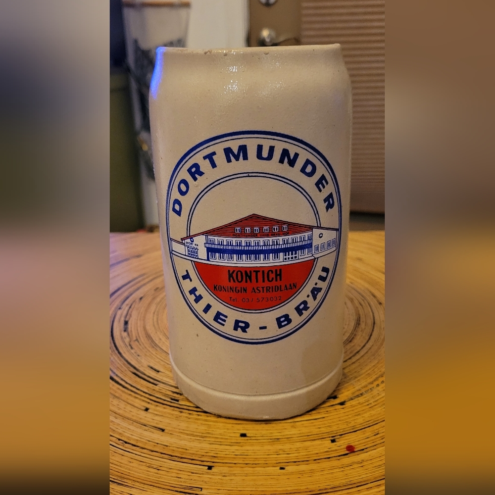 * Old German Beer Mug Dortmund Thier Bau Kontich 1 ltr Stoneware